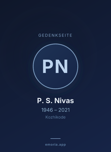 Gedenkportrait von P. S. Nivas