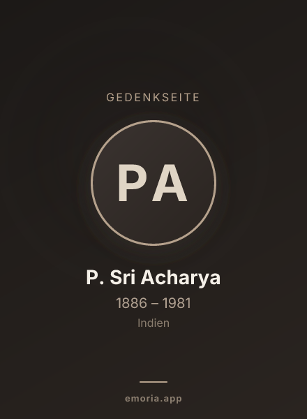 Gedenkportrait von P. Sri Acharya