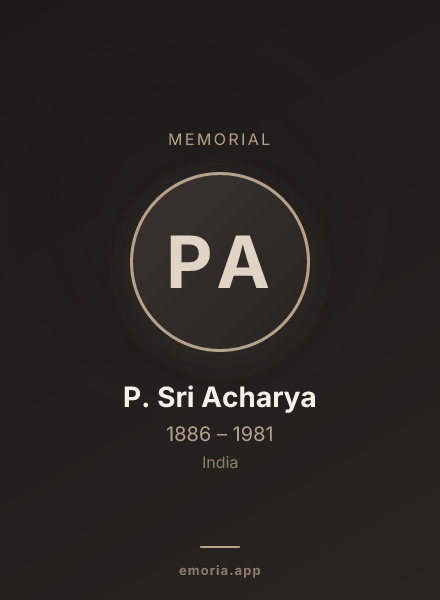 Memorial portrait of P. Sri Acharya