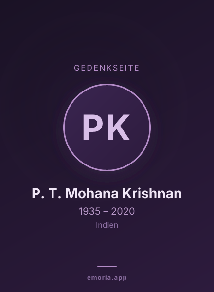 Gedenkportrait von P. T. Mohana Krishnan