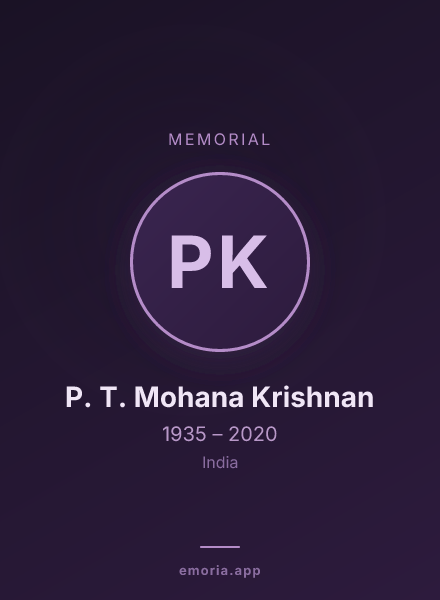 Memorial portrait of P. T. Mohana Krishnan