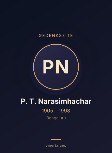 Gedenkportrait von P. T. Narasimhachar