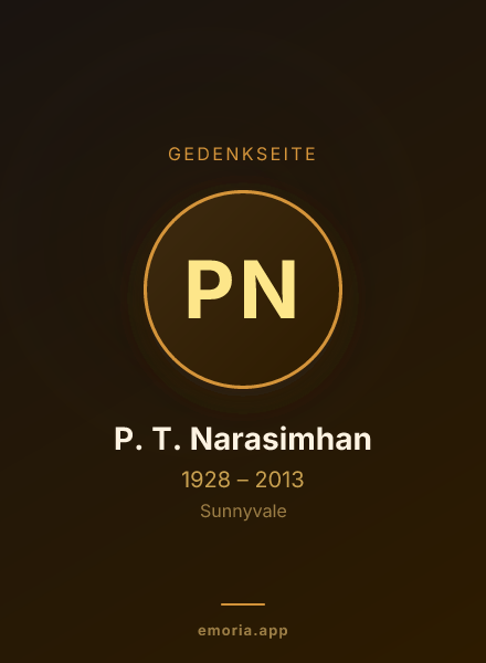 Gedenkportrait von P. T. Narasimhan