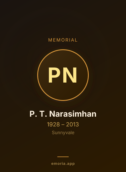 Memorial portrait of P. T. Narasimhan