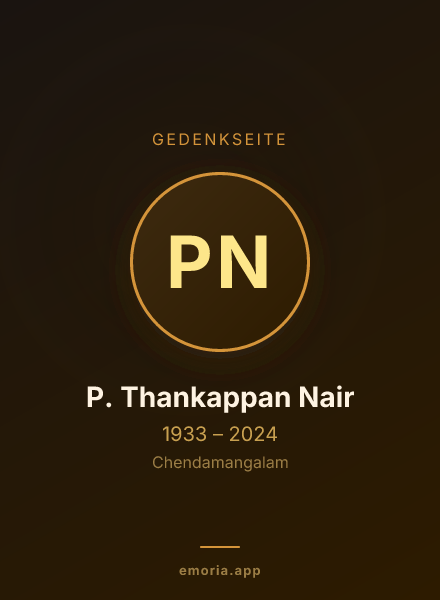 Gedenkportrait von P. Thankappan Nair