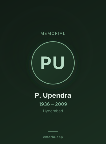 Memorial portrait of P. Upendra
