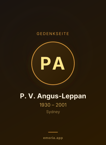 Gedenkportrait von P. V. Angus-Leppan