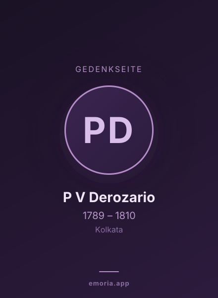 Gedenkportrait von P V Derozario