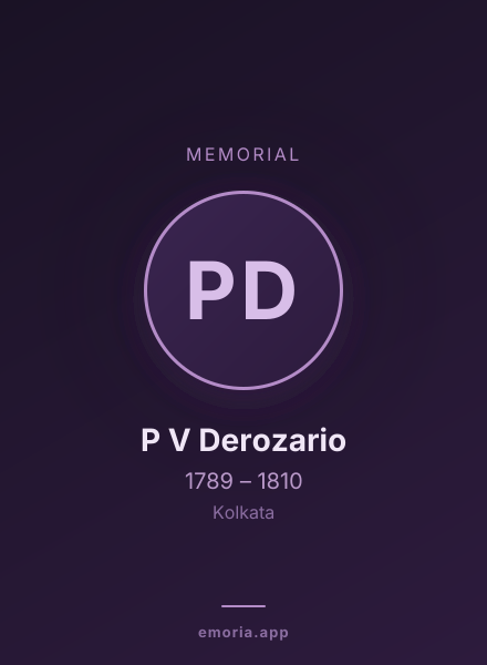 Memorial portrait of P V Derozario