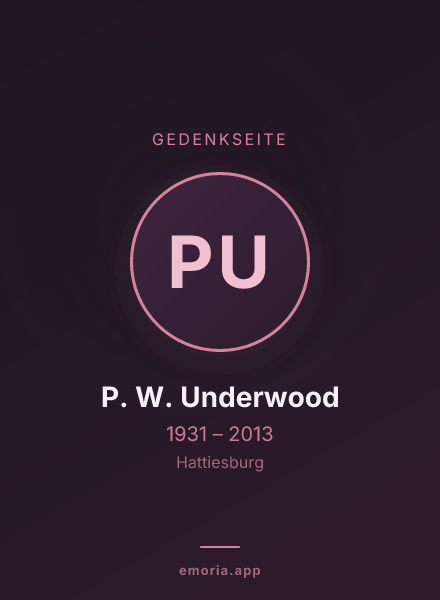 Gedenkportrait von P. W. Underwood