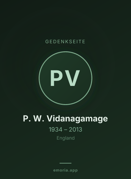 Gedenkportrait von P. W. Vidanagamage