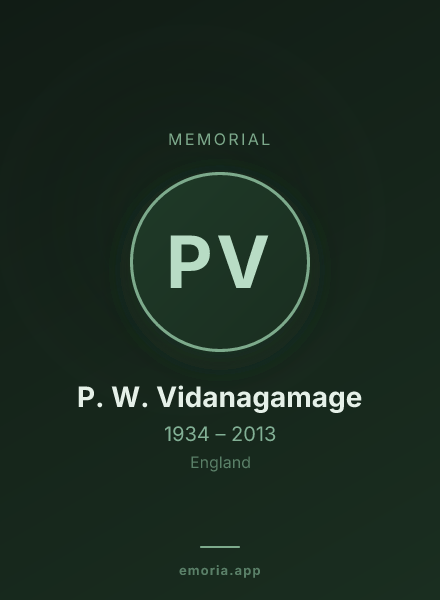 Memorial portrait of P. W. Vidanagamage