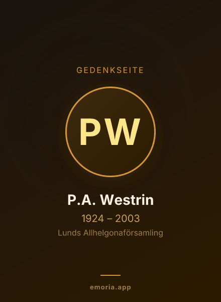 Gedenkportrait von P.A. Westrin