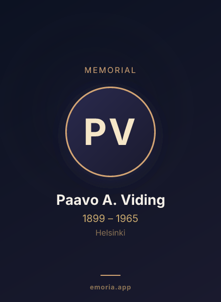 Memorial portrait of Paavo A. Viding