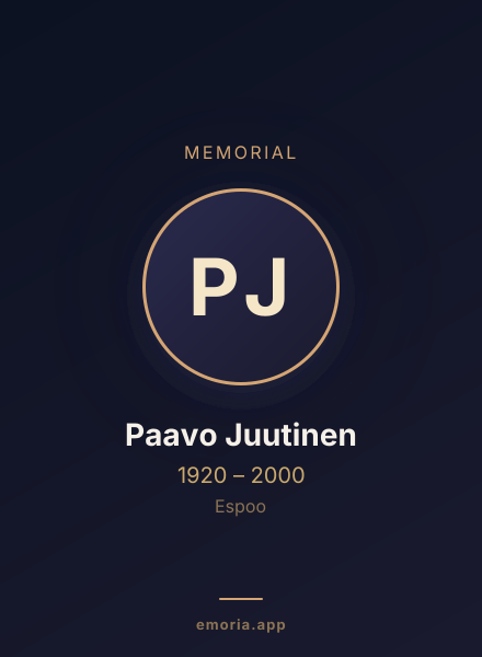 Memorial portrait of Paavo Juutinen