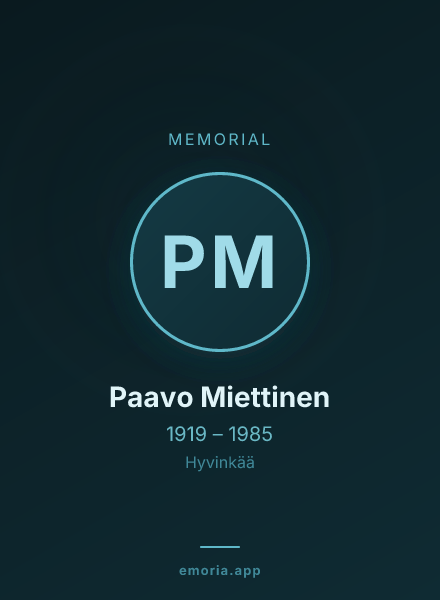 Memorial portrait of Paavo Miettinen