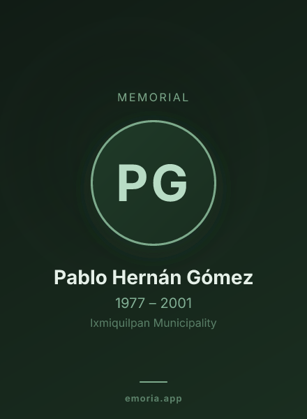 Memorial portrait of Pablo Hernán Gómez
