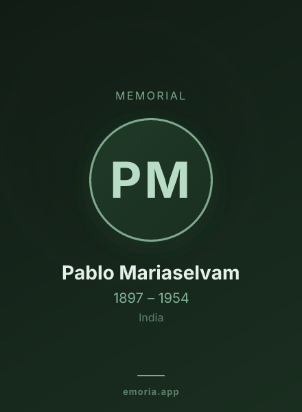 Memorial portrait of Pablo Mariaselvam