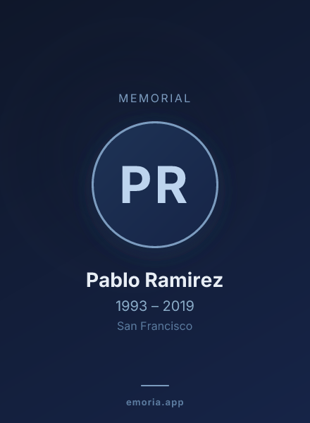 Memorial portrait of Pablo Ramirez