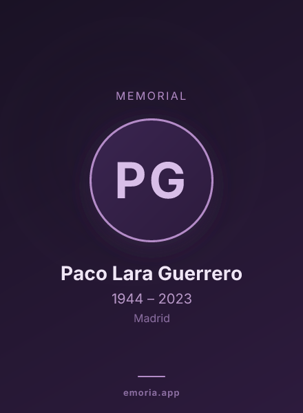 Memorial portrait of Paco Lara Guerrero