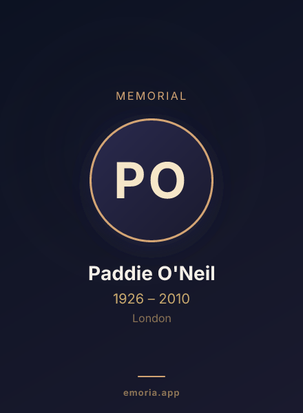 Memorial portrait of Paddie O'Neil