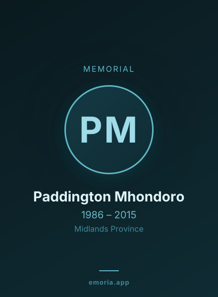 Memorial portrait of Paddington Mhondoro