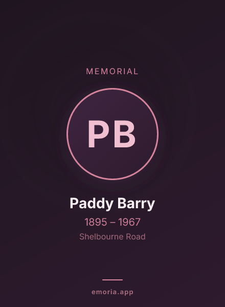 Memorial portrait of Paddy Barry