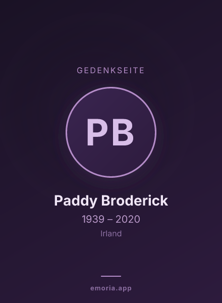 Gedenkportrait von Paddy Broderick