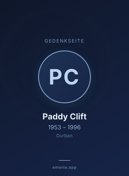 Gedenkportrait von Paddy Clift