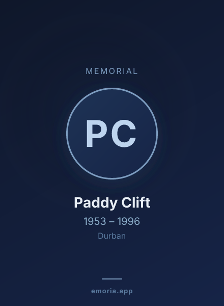 Memorial portrait of Paddy Clift