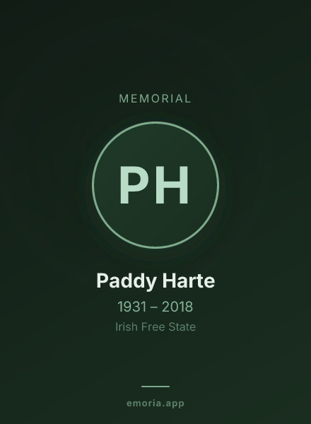 Memorial portrait of Paddy Harte