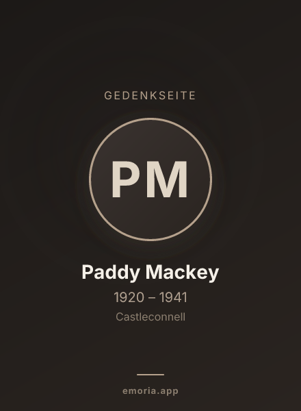 Gedenkportrait von Paddy Mackey