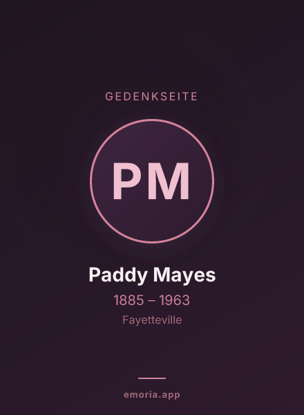 Gedenkportrait von Paddy Mayes