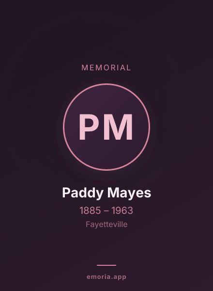 Memorial portrait of Paddy Mayes