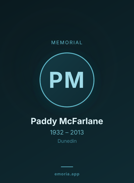 Memorial portrait of Paddy McFarlane