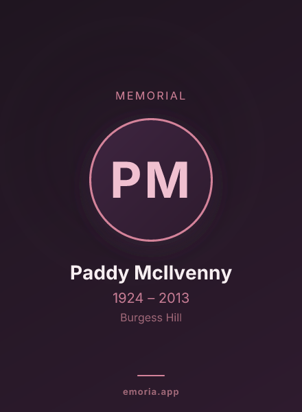 Memorial portrait of Paddy McIlvenny