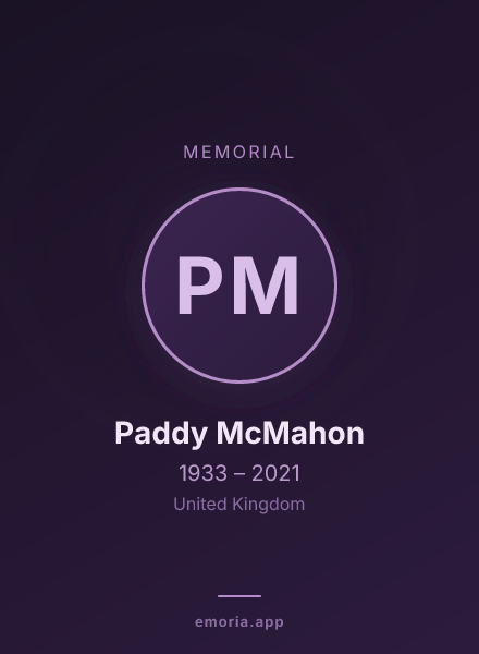 Memorial portrait of Paddy McMahon