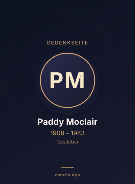 Gedenkportrait von Paddy Moclair