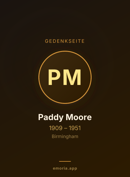 Gedenkportrait von Paddy Moore