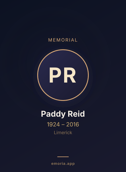 Memorial portrait of Paddy Reid