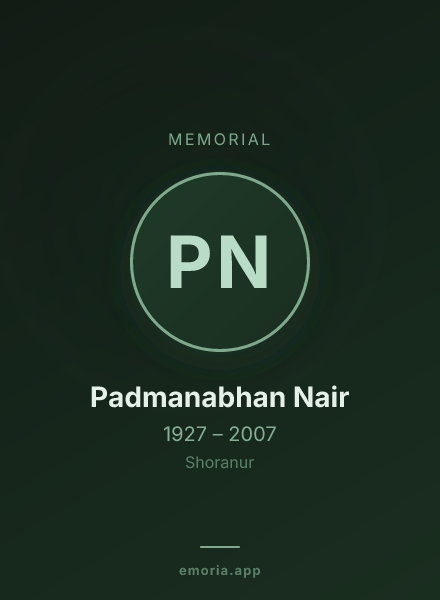 Memorial portrait of Padmanabhan Nair