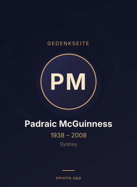 Gedenkportrait von Padraic McGuinness