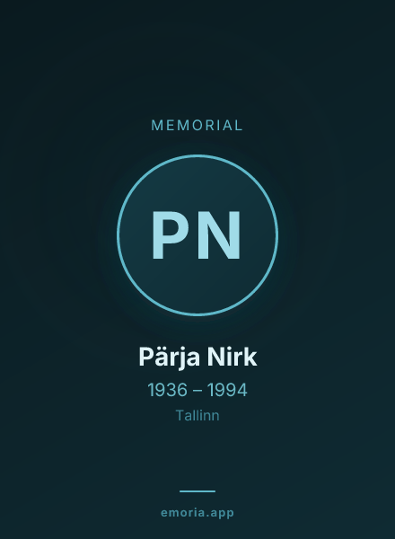Memorial portrait of Pärja Nirk