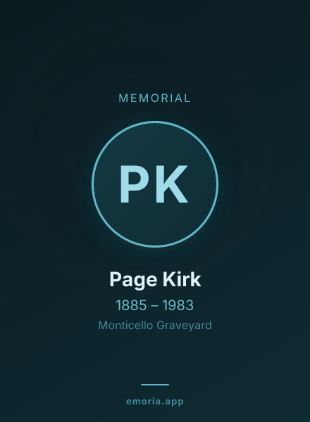 Memorial portrait of Page Kirk