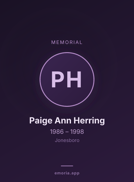 Memorial portrait of Paige Ann Herring