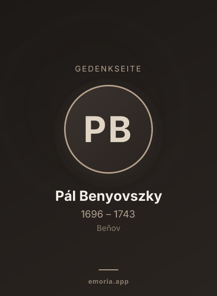 Gedenkportrait von Pál Benyovszky