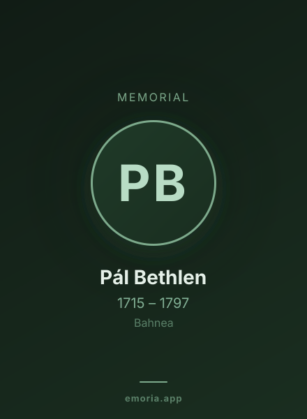 Memorial portrait of Pál Bethlen