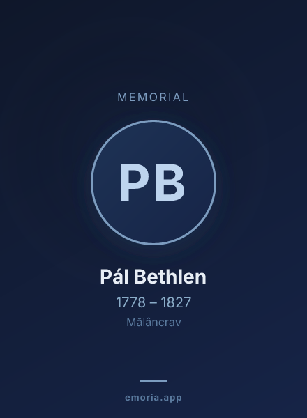 Memorial portrait of Pál Bethlen