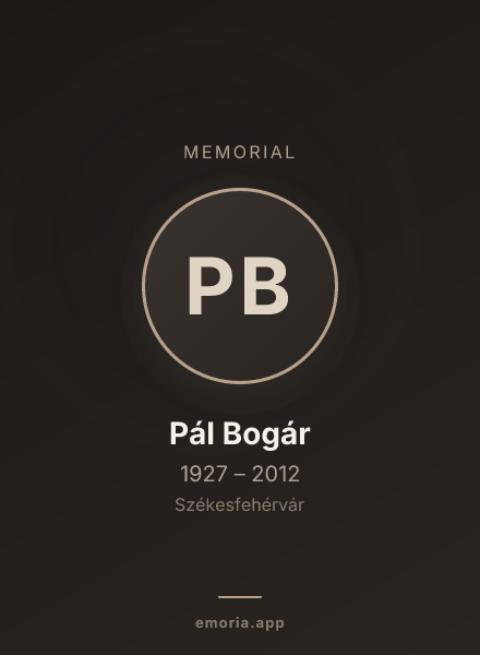 Memorial portrait of Pál Bogár