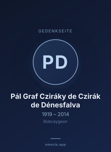 Gedenkportrait von Pál Graf Cziráky de Czirák de Dénesfalva